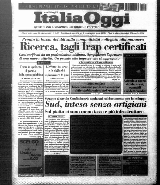 Italia oggi : quotidiano di economia finanza e politica